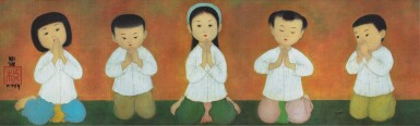 View full screen - View 1 of Lot 47. Mai Trung Thu (1906-1980), Children's prayer | 枚中栨 (1906-1980), 孩子們的禱告.