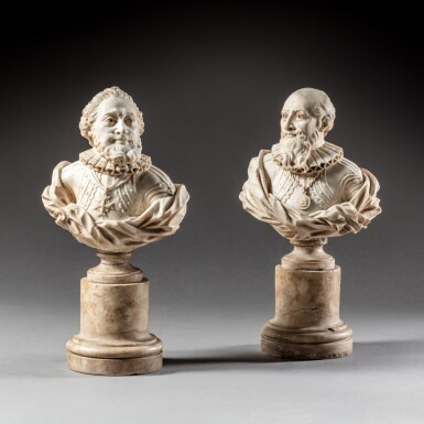 View full screen - View 1 of Lot 39. Pair of Busts of Henri IV and Sully.