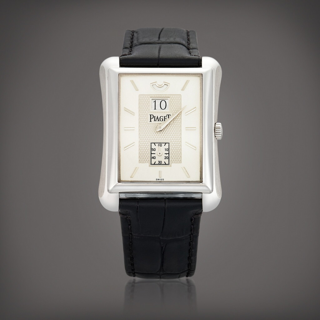 View full screen - View 1 of Lot 8663. Emperador, Reference 1600 | A limited edition white gold jumping hour wristwatch with power reserve indication, Circa 2000 | 伯爵 | Emperador 型號1600 | 限量版白金跳時腕錶,備動力儲備顯示,約2000年製.