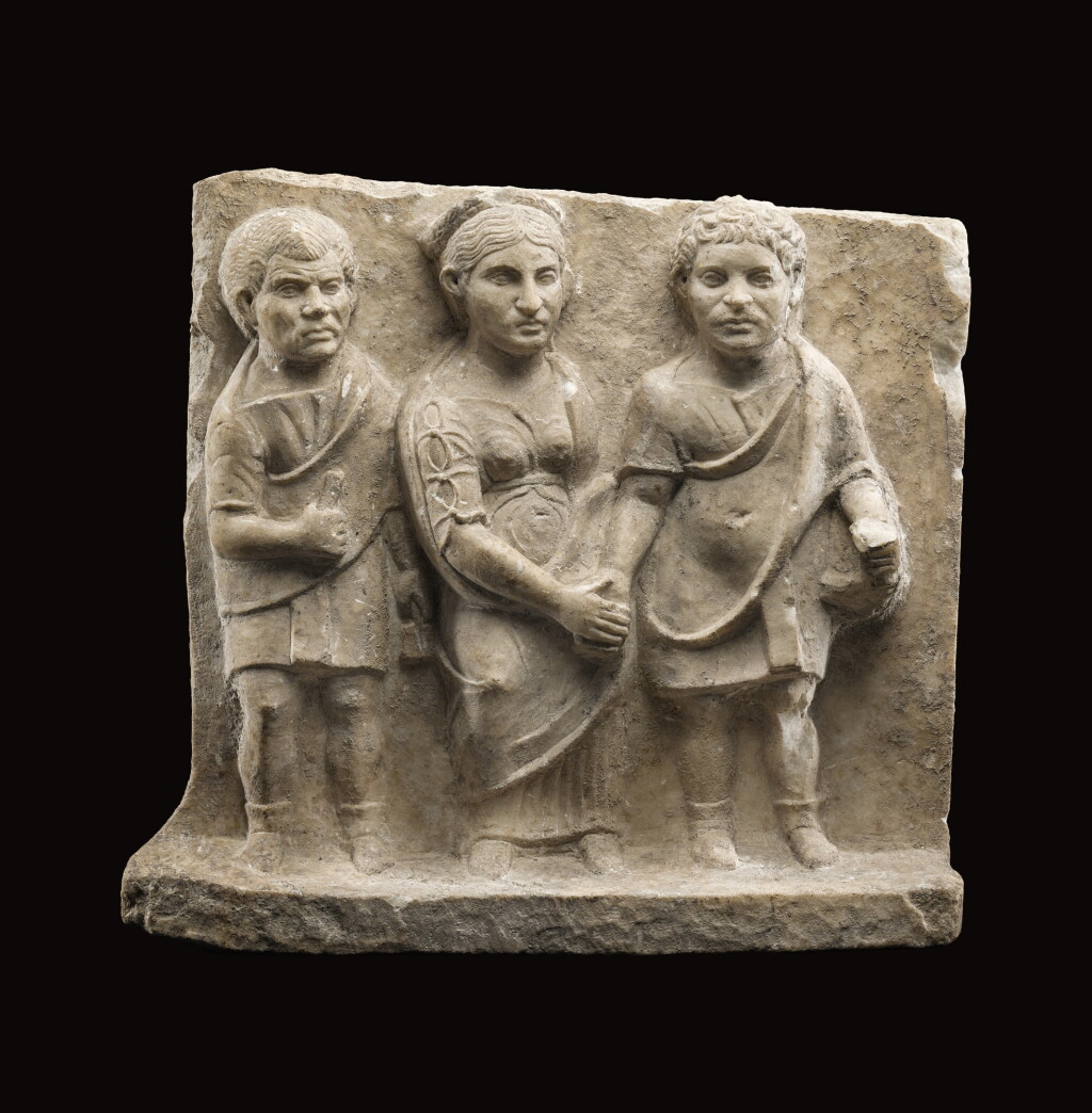 View full screen - View 1 of Lot 445. A Roman Marble Funerary Relief, 1st half of the 2nd Century A.D..
