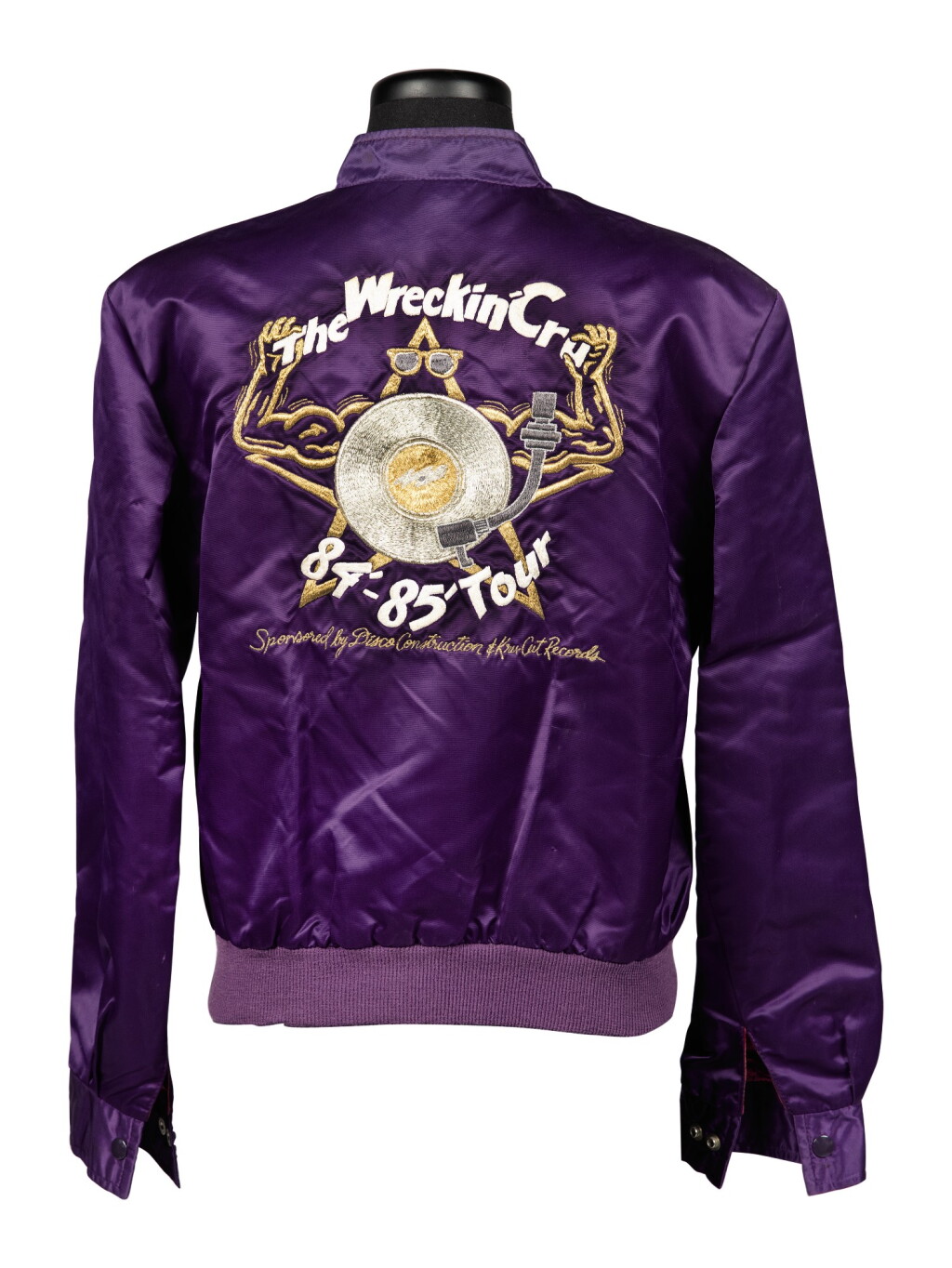 View full screen - View 1 of Lot 98. ORIGINAL PURPLE SATIN WORLD CLASS WRECKIN' CRU JACKET, CA 1984-85.