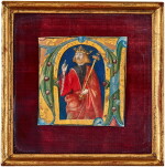 Illuminated Initial, C15th | A King and a Saint, historiated initials ‘A’ or ‘N’ and ‘U’ from a Choirbook on vellum, illuminated by an unknown Master, Italy, c. 1490-1500.