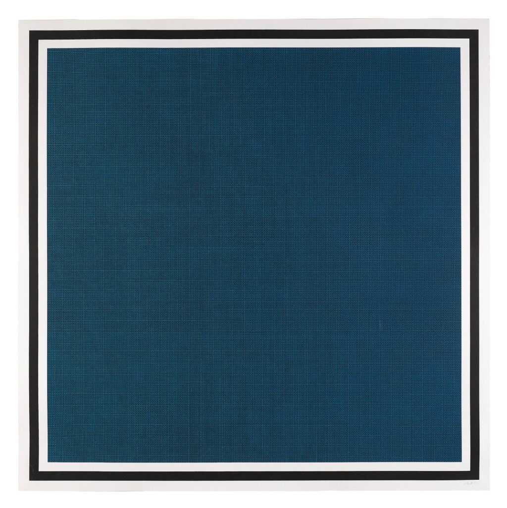 View full screen - View 1 of Lot 98. Colors with Lines in Four Directions, Within a Black Border (Blue) (Krakow 1990.09).