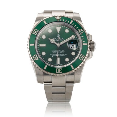 Voir en plein écran - Voir 1 du lot 6. Reference 116610LV Submariner 'Hulk' | A stainless steel automatic wristwatch with date, bracelet and ceramic bezel, Circa 2015 | 勞力士 116610LV 型號 Submariner 'Hulk' | 精鋼自動上鏈鍊帶腕錶備日期顯示及陶瓷錶圈,約2015年製.