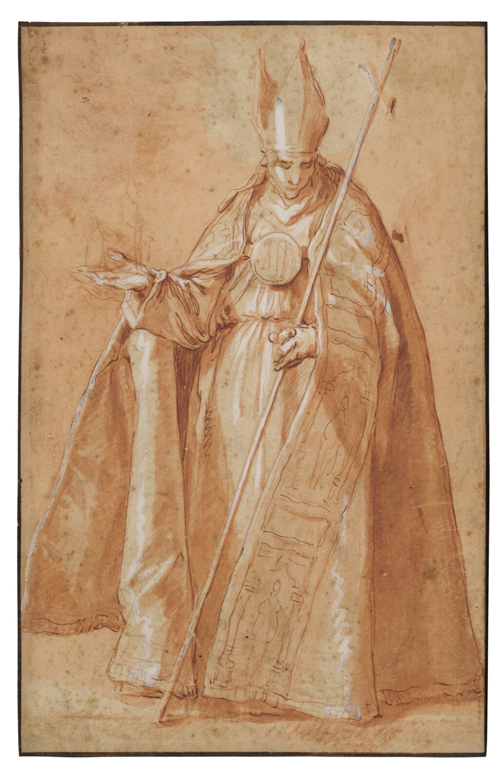 View full screen - View 1 of Lot 22. Recto: A Bishop Verso: A drapery study.