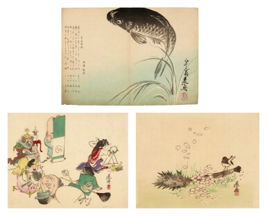 View full screen - View 1 of Lot 148. Shibata Zeshin (1807-1891) | Three surimono | Meiji period, late 19th century.