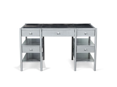 View full screen - View 1 of Lot 2063. Tom Tiger, Steel desk, circa 2000 | Tom Tiger, Bureau Steel, vers 2000.