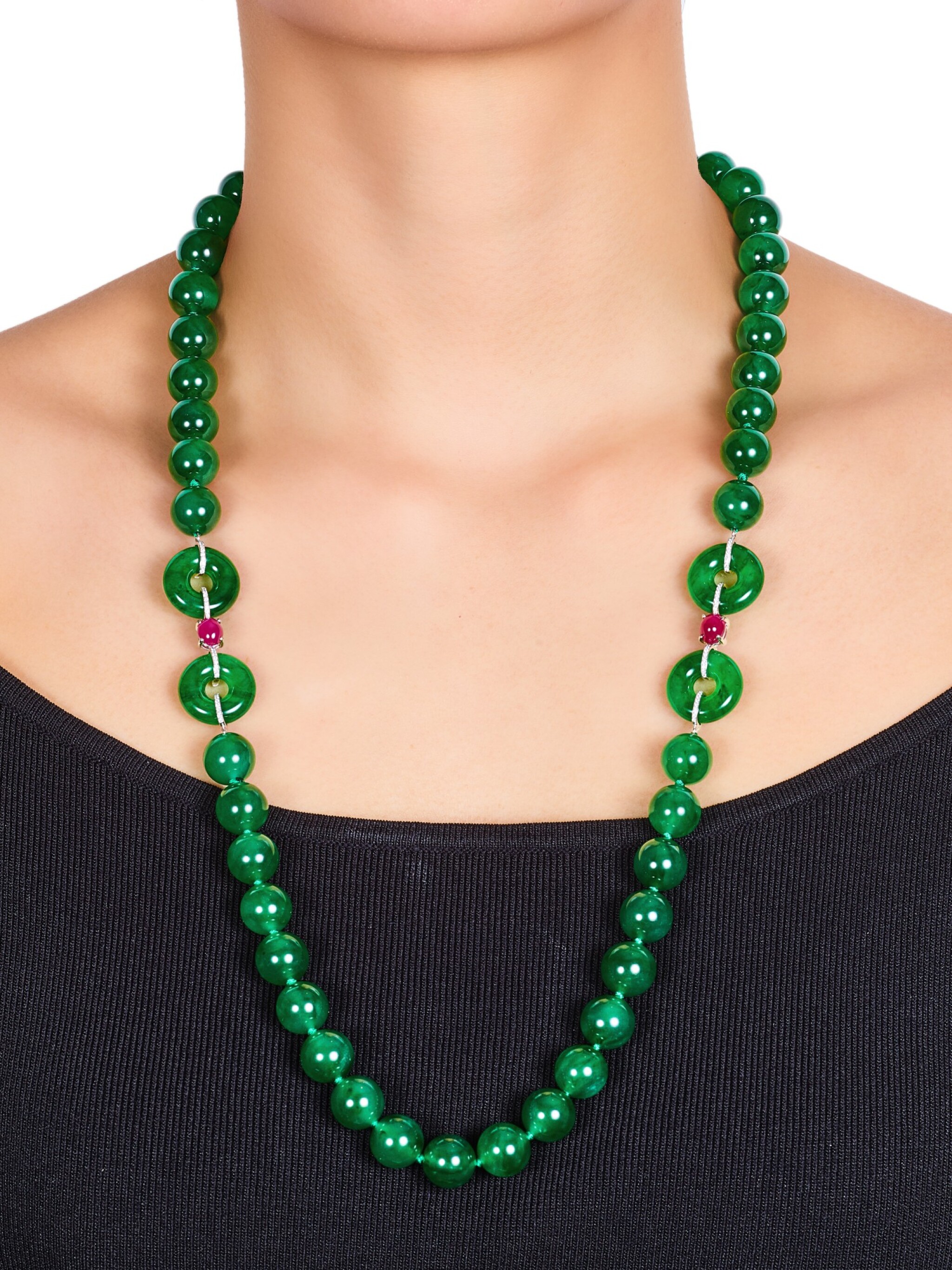 Green White Jadeite Phoenix Pendant w Serpentine Jade Faceted Prehenite Beads and Carved Ox Bone Beads with Sterling Silver