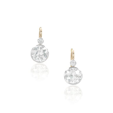 View full screen - View 1 of Lot 773. Pair of diamond earrings, circa 1910.