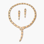 Gold and Diamond ‘Serpenti Viper’ Demi-Parure | 寶格麗 | K金 配 鑽石 ‘Serpenti Viper’ 項鏈 及 耳環 套裝