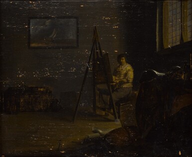 View full screen - View 1 of Lot 278. An interior with an artist at his easel .