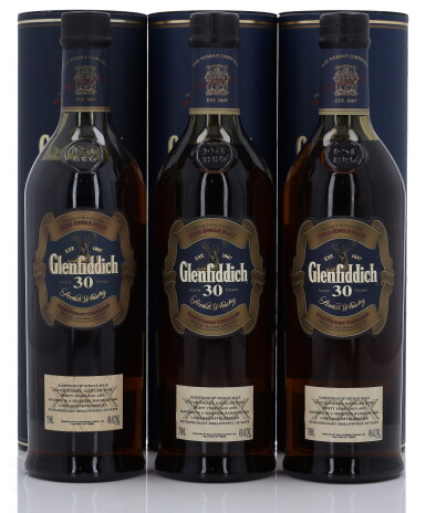 View full screen - View 1 of Lot 179. Glenfiddich 30 Year Old 40.0 abv NV (3 Bottles 75cl).