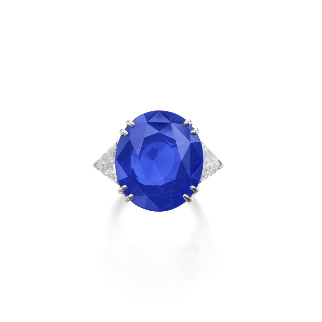 View full screen - View 1 of Lot 516. Sapphire and diamond ring.