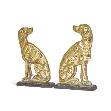 View full screen - View 1 of Lot 74. A pair of Victorian dog-form brass door stops, second half 19th century.