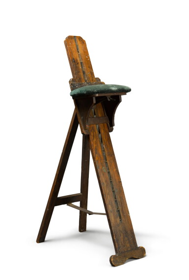 View full screen - View 1 of Lot 124. An English portable oak combination artist's chair and easel, 19th century.