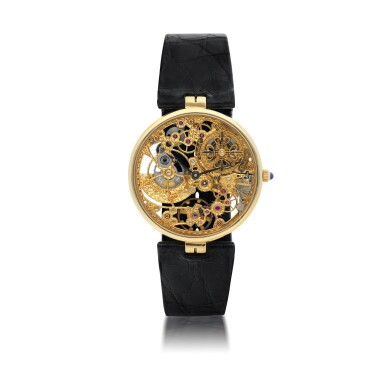 View full screen - View 1 of Lot 32. PATEK PHILIPPE | REFERENCE 3878 A RARE YELLOW GOLD SKELETONIZED AUTOMATIC WRISTWATCH, CIRCA 1993.