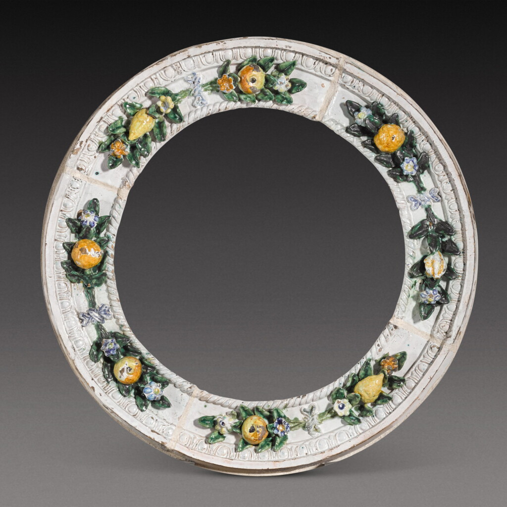 View full screen - View 1 of Lot 29. Roundel with a garland of fruits and flowers.