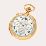 Triple Complication | A yellow gold minute repeating perpetual calendar split-seconds chronograph keyless lever watch with moon phases | Made in 1918