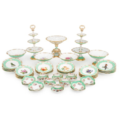 View full screen - View 1 of Lot 67. A Paris (Edouard Honoré) green ground part dessert service, mid-19th century.
