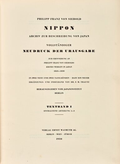 View full screen - View 1 of Lot 15. Philipp Franz Siebold, Nippon, reprint, 1930.