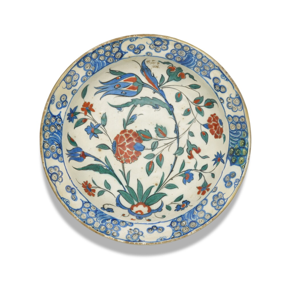 View full screen - View 1 of Lot 114. An Iznik polychrome pottery dish, Turkey, second half 16th century.
