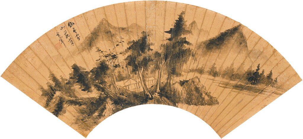 View full screen - View 1 of Lot 2546. Dong Qichang 1555-1636 董其昌 | Landscape after Dong Yuan 仿董北苑山水扇.