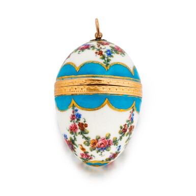 View full screen - View 1 of Lot 1213. A Louis XVI bleu céleste gold-mounted porcelain vinaigrette, Sèvres, circa 1785 the contemporary French mounts with a later French import mark.