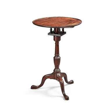 View full screen - View 1 of Lot 1155. Fine Queen Anne Mahogany Dish-Top Tilt-Top Candlestand, Philadelphia, Pennyslvania, Circa 1785.
