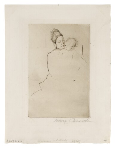 View full screen - View 1 of Lot 9. MARY CASSATT | GARDNER HELD BY HIS MOTHER (BREESKIN 113).