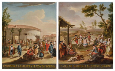 View full screen - View 1 of Lot 474. Baile de Seguidillas, Entre Quatro; Entrada a la Fiesta y Plaza des Toros.