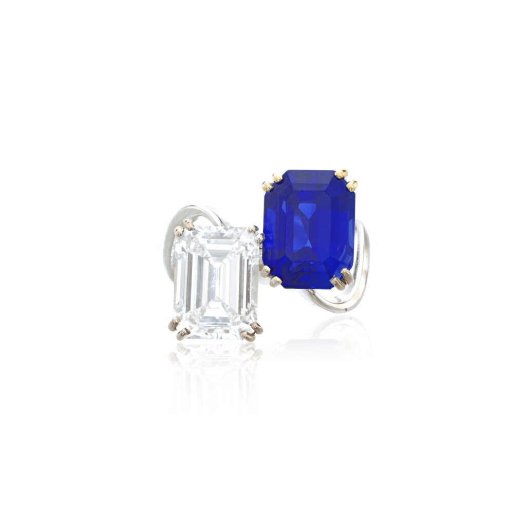 View full screen - View 1 of Lot 824. Sapphire and diamond ring.