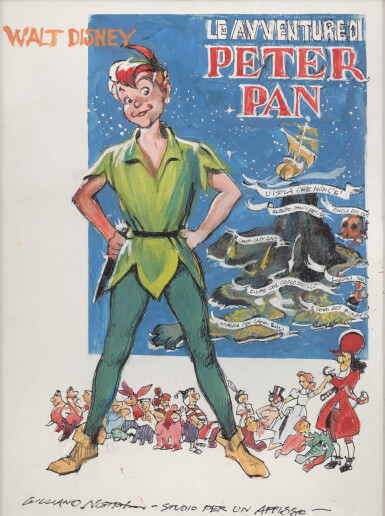 View full screen - View 1 of Lot 70. Peter Pan (1953), preliminary artwork for the Italian film poster, Italian.