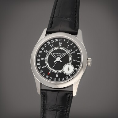 View full screen - View 1 of Lot 81. Calatrava, Reference 6006G-001 | A white gold wristwatch with date | Circa 2020.