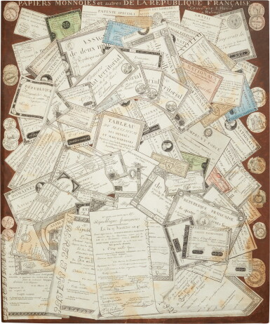 View full screen - View 1 of Lot 34. FRANCE | A pair of trompe-l'oeil engravings of assignats, c.1797.