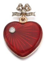 A FABERGÉ JEWELLED TWO-COLOUR GOLD, SILVER AND GUILLOCHÉ ENAMEL LOCKET, WORKMASTER AUGUST HOLLMING, ST PETERSBURG, 1899-1903