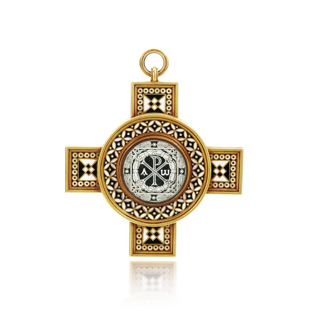 View full screen - View 1 of Lot 503. Micromosaic and enamel pendant, mid-19th century.