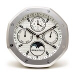 AUDEMARS PIGUET | ROYAL OAK OFFSHORE, A BRAND NEW STAINLESS STEEL PERPETUAL CALENDAR WALL CLOCK WITH MOON PHASES, CIRCA 2018