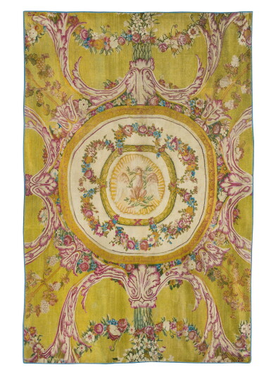 View full screen - View 1 of Lot 152. AN AUBUSSON CARPET IN THE SAVONNERIE MANNER, LAST QUARTER OF THE 18TH CENTURY | TAPIS DE LA MANUFACTURE D'AUBUSSON AU POINT DE LA SAVONNERIE, DERNIER QUART DU XVIIIE SIÈCLE.