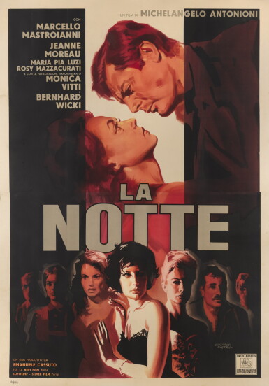 View full screen - View 1 of Lot 131. La Notte/ The Night (1961), poster, Italian.