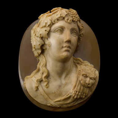 View full screen - View 1 of Lot 40. Italian, circa 1800 | An Exceptionally Large Cameo with the Head of Bacchus.