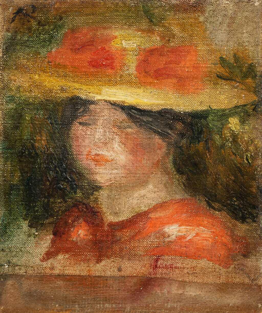 View full screen - View 1 of Lot 222. Tête de femme en chapeau.