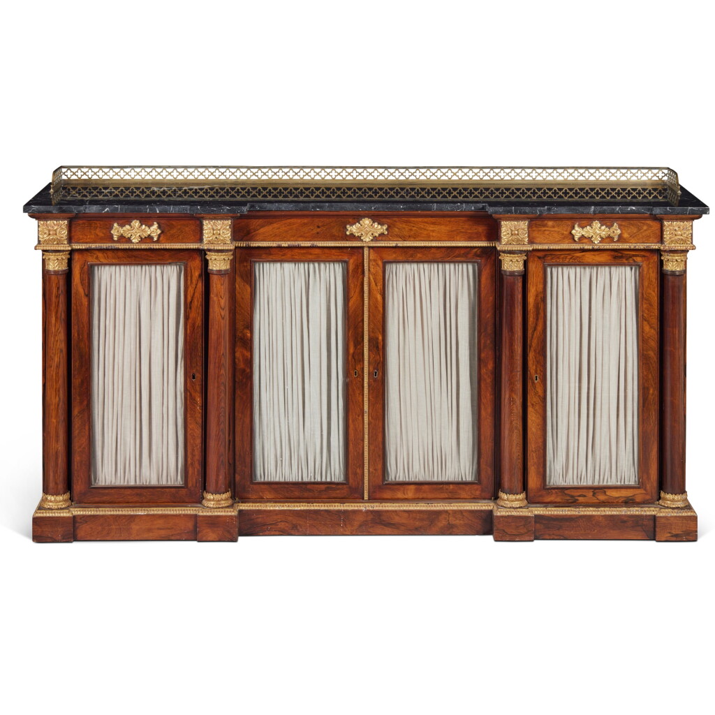 View full screen - View 1 of Lot 166. A George IV Parcel Gilt Rosewood Side Cabinet, Circa 1820.