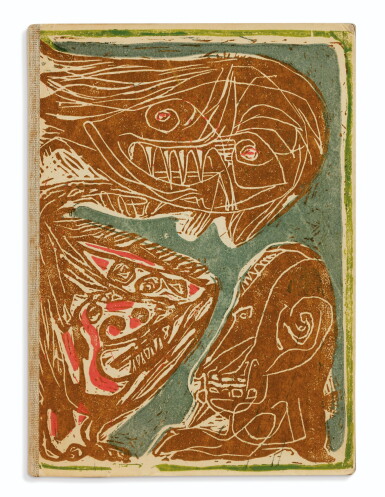 View full screen - View 1 of Lot 59. JORN. Held og Hasard. 1952. In-8, cart. d'éditeur. Premier livre de Jorn. Un des 60 de la tranche E, signé par l'auteur..