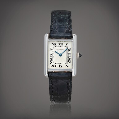 View full screen - View 1 of Lot 725. Tank, reference 166111 Montre bracelet en platine | Platinum wristwatch Vers 1994 | Circa 1994.