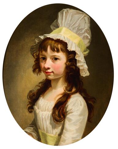 View full screen - View 1 of Lot 82. FRENCH SCHOOL, CIRCA 1800 | A portrait of a young girl, bust length, in a white dress and bonnet.