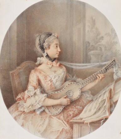 View full screen - View 1 of Lot 37. Woman playing a guitar.