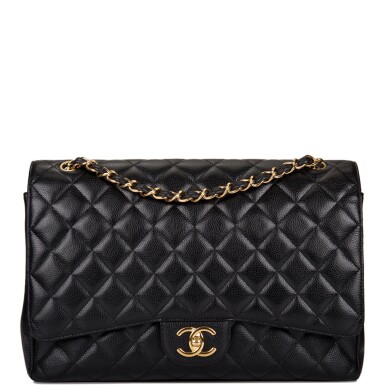 View full screen - View 1 of Lot 60. Chanel Quilted Maxi Classic Double Flap Bag of Black Caviar Leather with Gold Hardware.