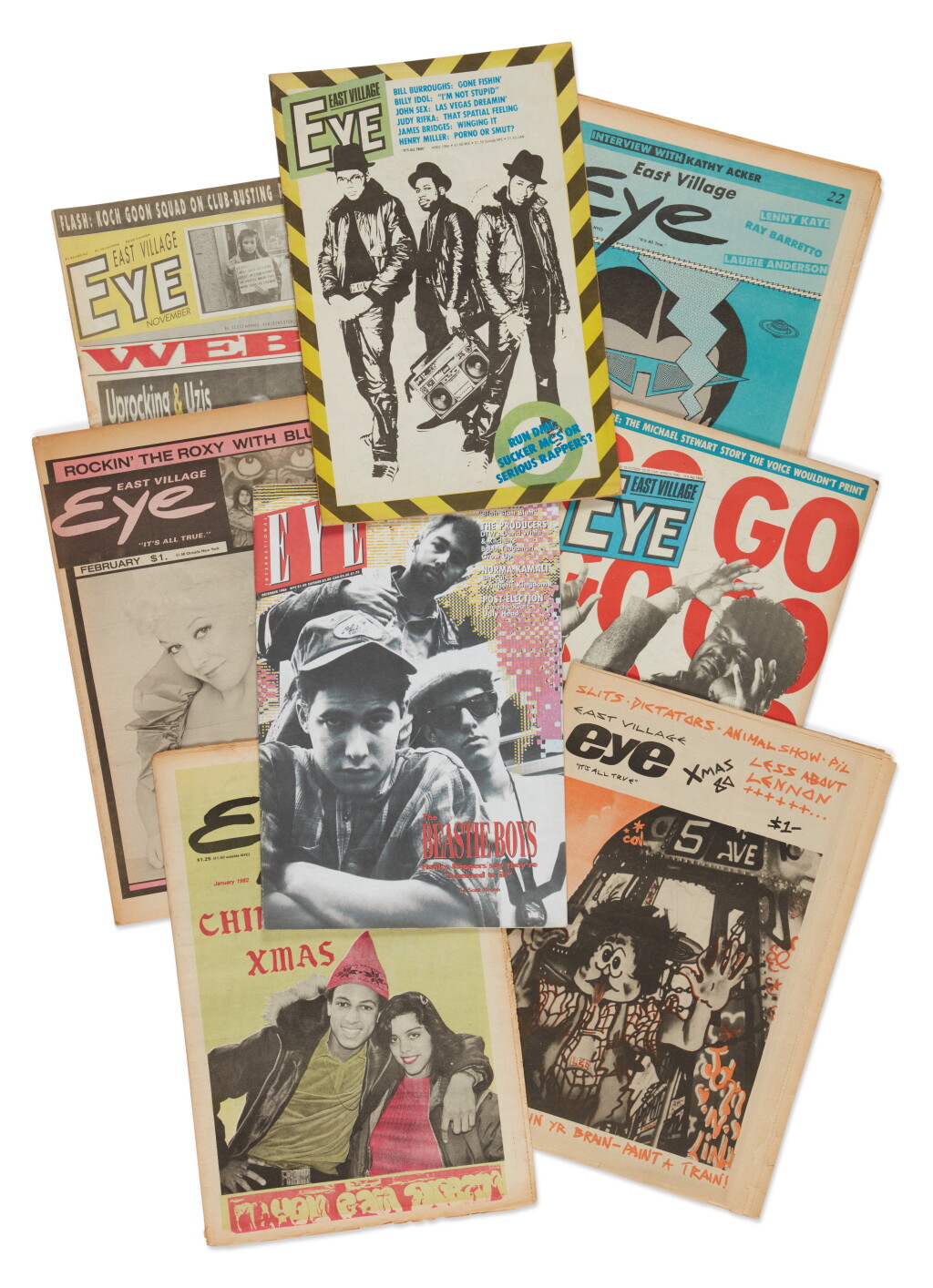 View full screen - View 1 of Lot 1. Eight issues of the East Village Eye - including coveted "Chilly Xmas" issue featuring the first definition of the term "Hip Hop".