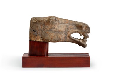 View full screen - View 1 of Lot 304. An earthenware horse head, China, Han Dynasty.