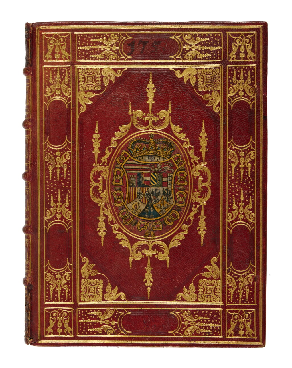 View full screen - View 1 of Lot 25. Clavius, Horologiorum nova descriptio, Rome, 1599, red morocco by the Soresini for Archduke Ferdinand of Austria, the dedicatee.